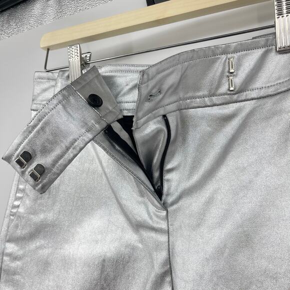 KHAITE | Dresden Silver Metallic Low Rise Skinny Stretch Twill Ankle Zip Pants 4 - Picture 11 of 16